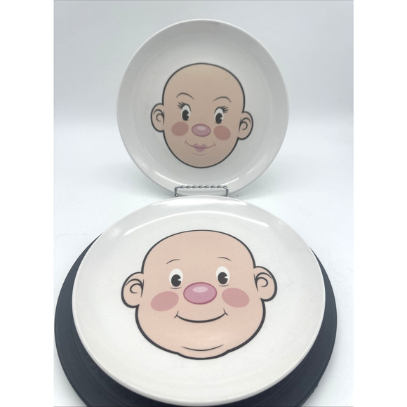 2 Fred Plays with His Food Funny Face Plate Woolly Willy Girl Boy Plate - Picture 1 of 4